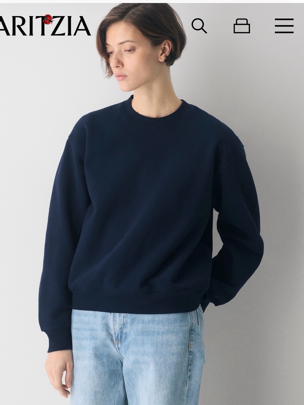 Aritzia Navy Crewneck perfect fit sweat fleece